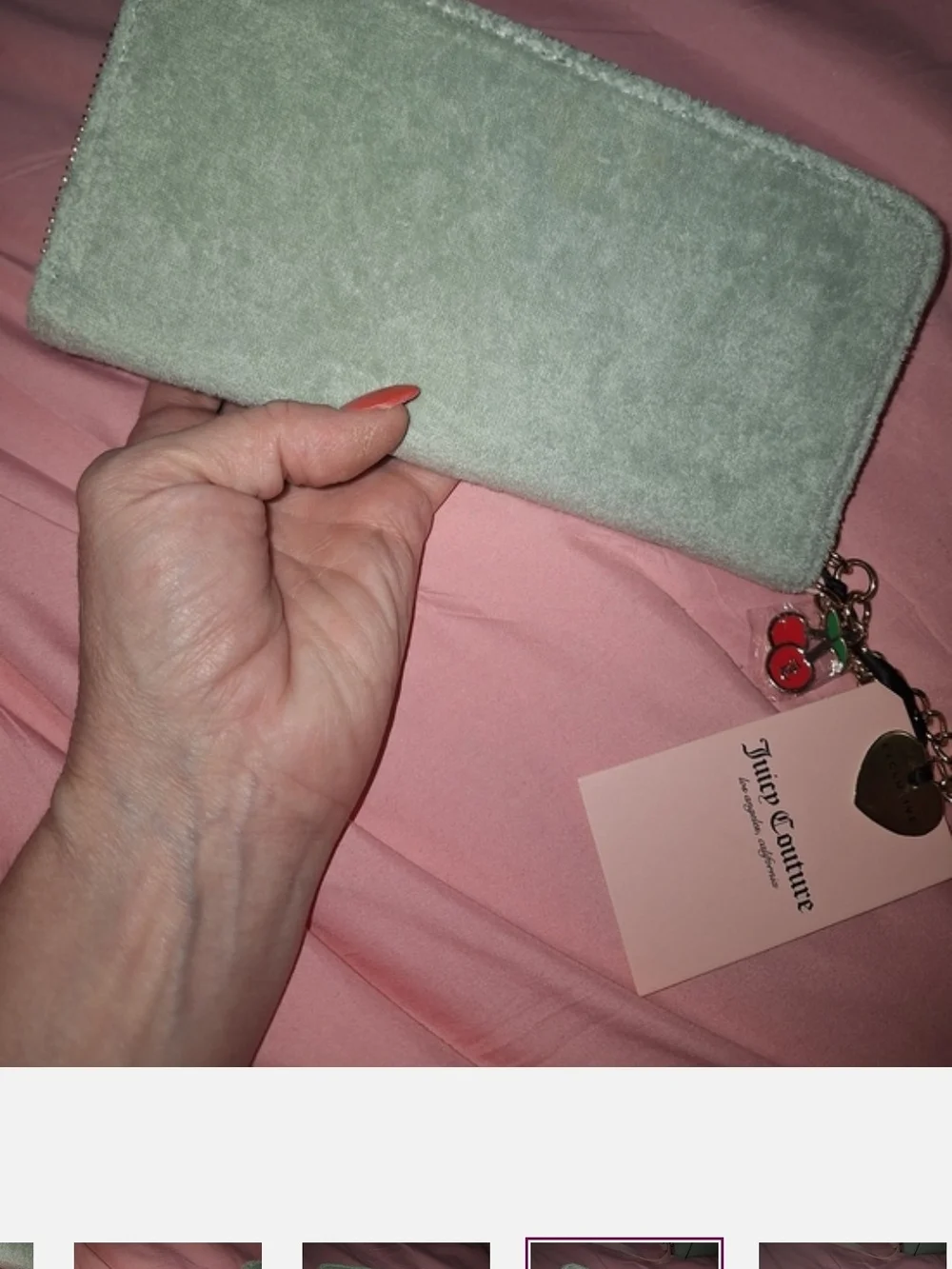Juicy Couture Mint Green and Light Pink Zip-Around Wallet-NWT!